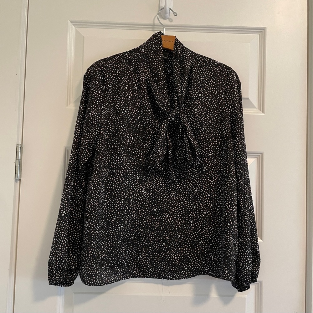 Ann Taylor Printed Tie Neck Top